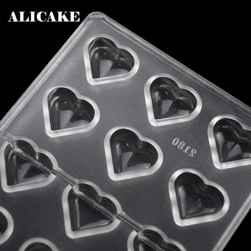 1Pcs Polycarbonate Chocolate Candy Mold Pans Trays Heart Shape Fondant Ice Mould Baking Pastry Acrylic Confectionery Utensils