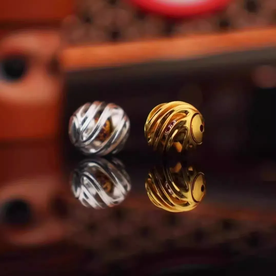 Chinese Style Lucky Slow Rotating Feng Shui Bead Good Fortune Blessing Spacer Bead For Diy Wenwan Bracelet Jewelry Making Gold