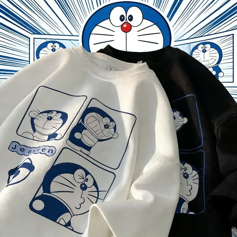 Anime Minimalistisches Doraemon bedrucktes T-Shirt aus Baumwolle 90-4XL Mode Sommer Herren Super Large T-Shirt im japanischen Stil