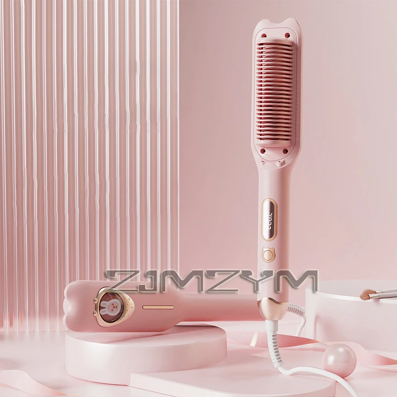 Hot Comb Straightener Hair Brush  Hot Comb Electric Straightening Comb Curling Iron Hair Brush For Styling Fast Heating