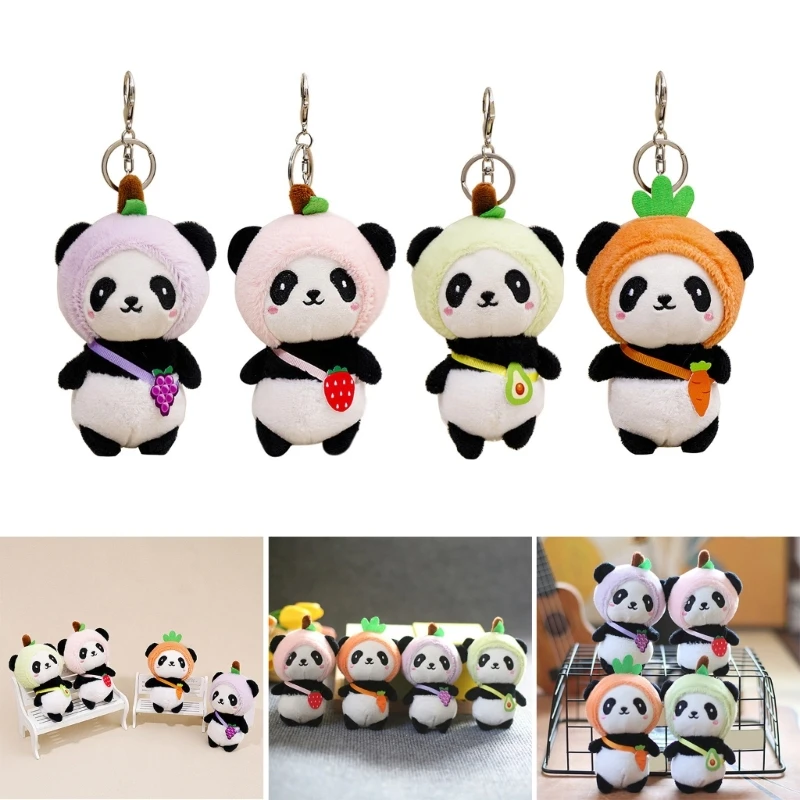 Cartoon Panda Keychain Keyring Accessories Backpack Pendant for Girls