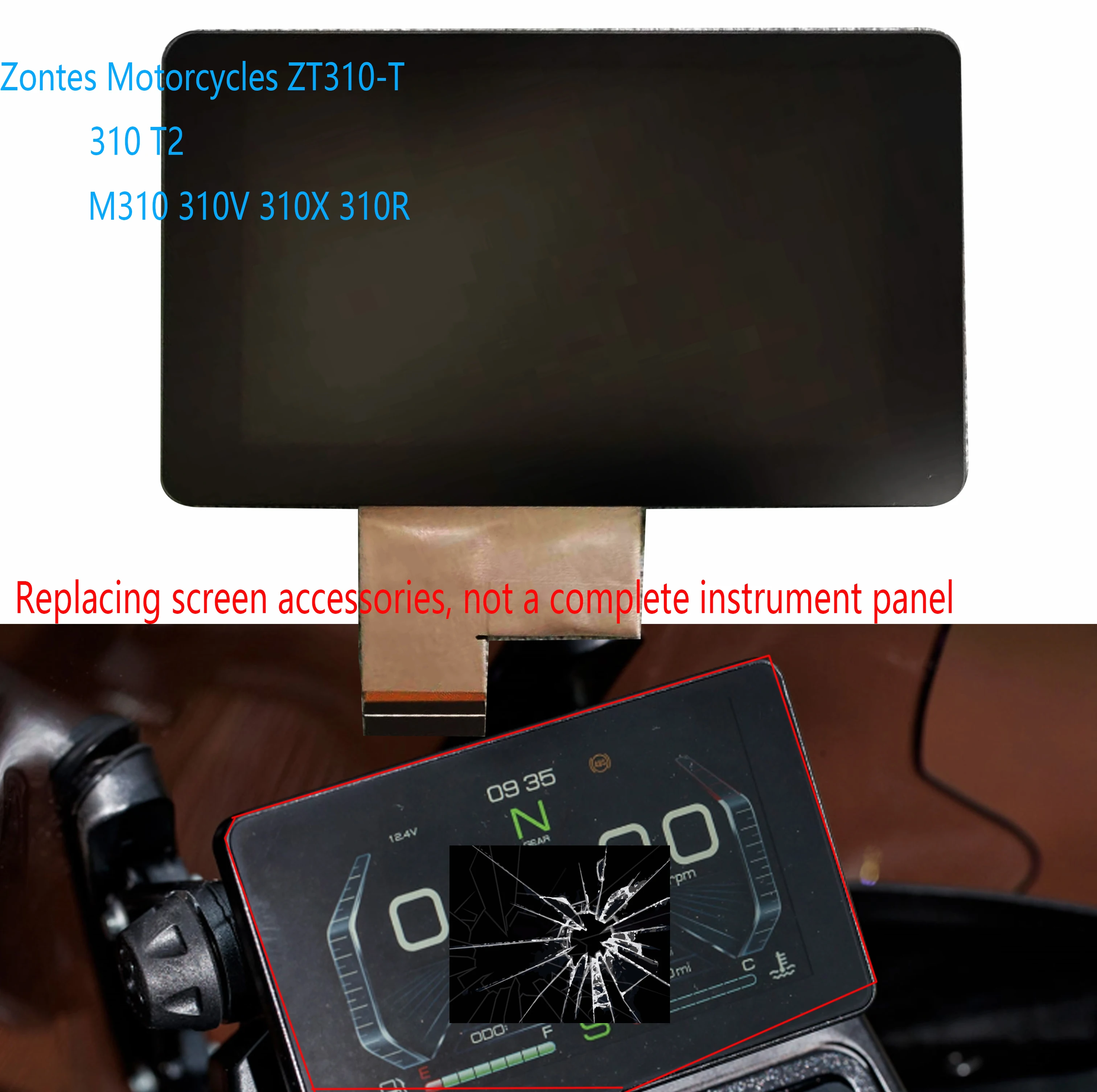 

Original LCD Display With Glass For ZONTES zt310 310R 310V 310M 310X 310T 2019-ON Speedometer Lcdscreen Instrument LCD Screen