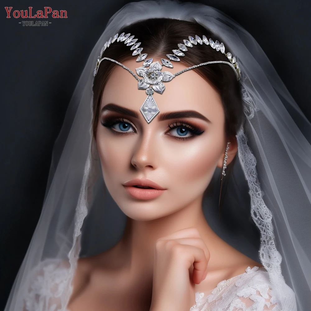 

YouLaPan Bohemia Wedding Tiara Rhinestone Forehead Chain Pagent Headpiece Indian Hair Jewelry Wedding Hair Accessories HP572