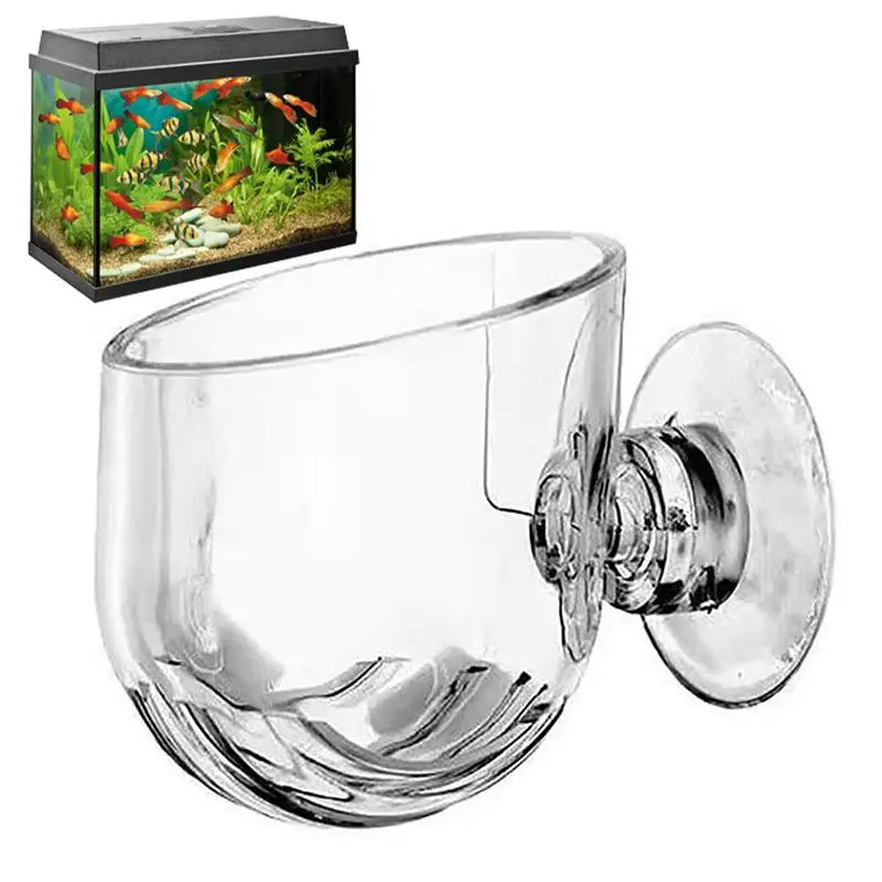 Aquarium Decoration Plant Cup Pot Acrylic Waterweed Cup Mini Gardening Vase Red Worm Feeder For Fish Tank with Suction Holder