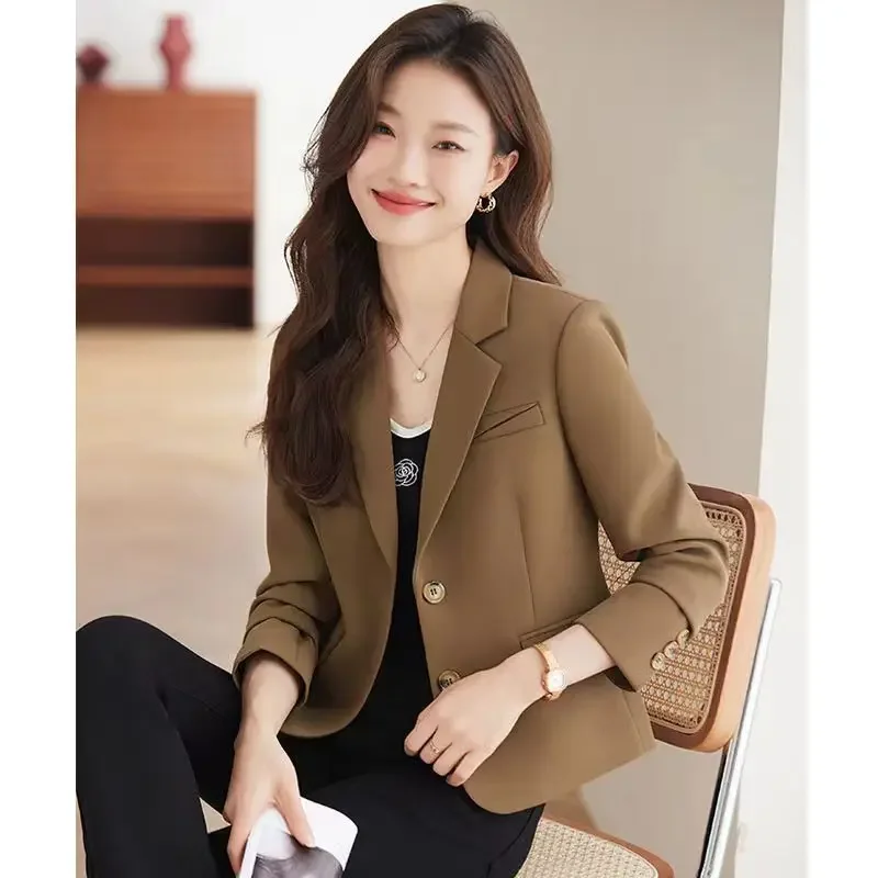 Luxury Patchwork Short Blazer Women Black Blazer Cropped Jacket Long Sleeve Single-breasted Office Ladies Coats Design Tops New