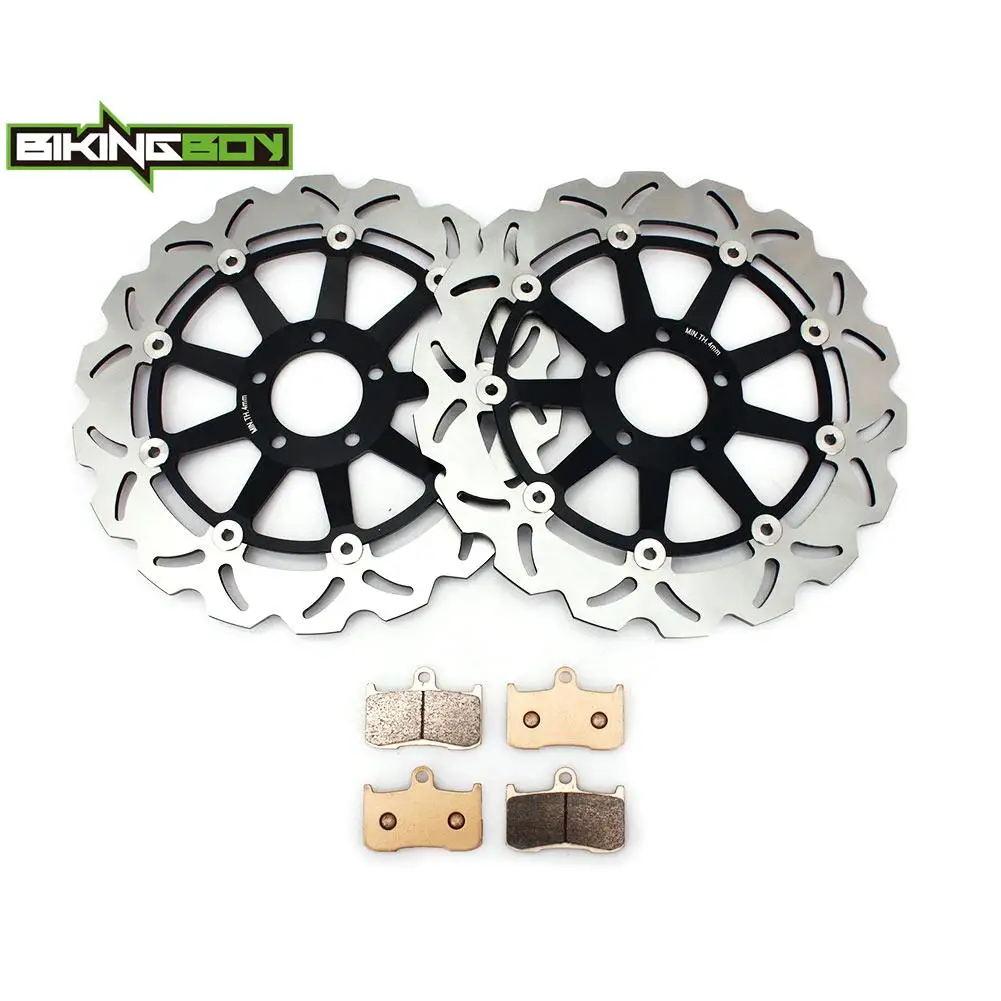 BIKINGBOY Front Brake Discs Disks Rotors + Pads For Kawasaki Ninja ZX9R ZX-9R 94 95 96 97 98 99 00 01 02 03 ZX 900 Stainless Set