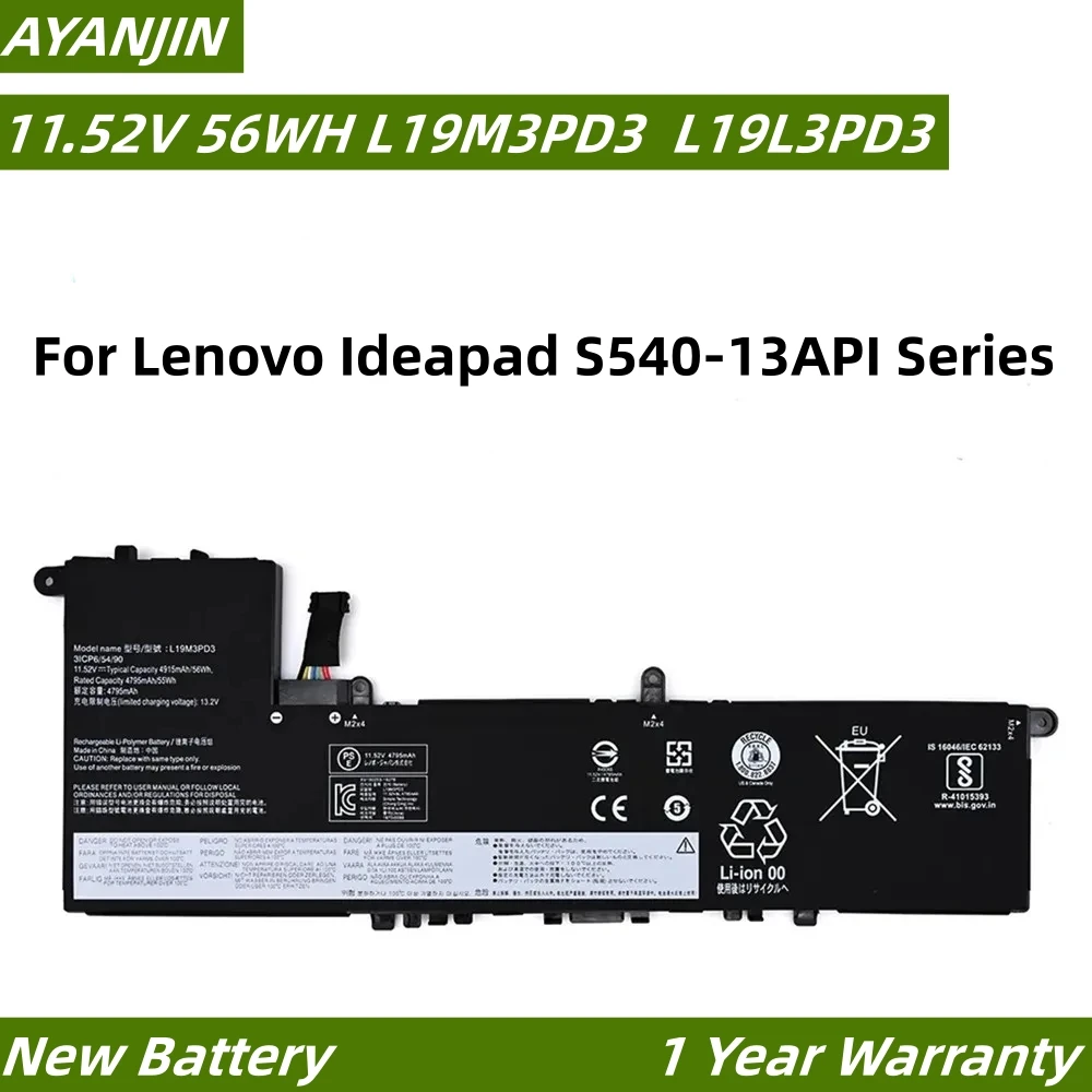 

L19M3PD3 L19D3PD3 L19L3PD3 11.52V 56WH Battery For Lenovo IdeaPad S540-13API 13ARE 13IML 13ITL, Xiaoxin Pro 13 2019 2020 2021