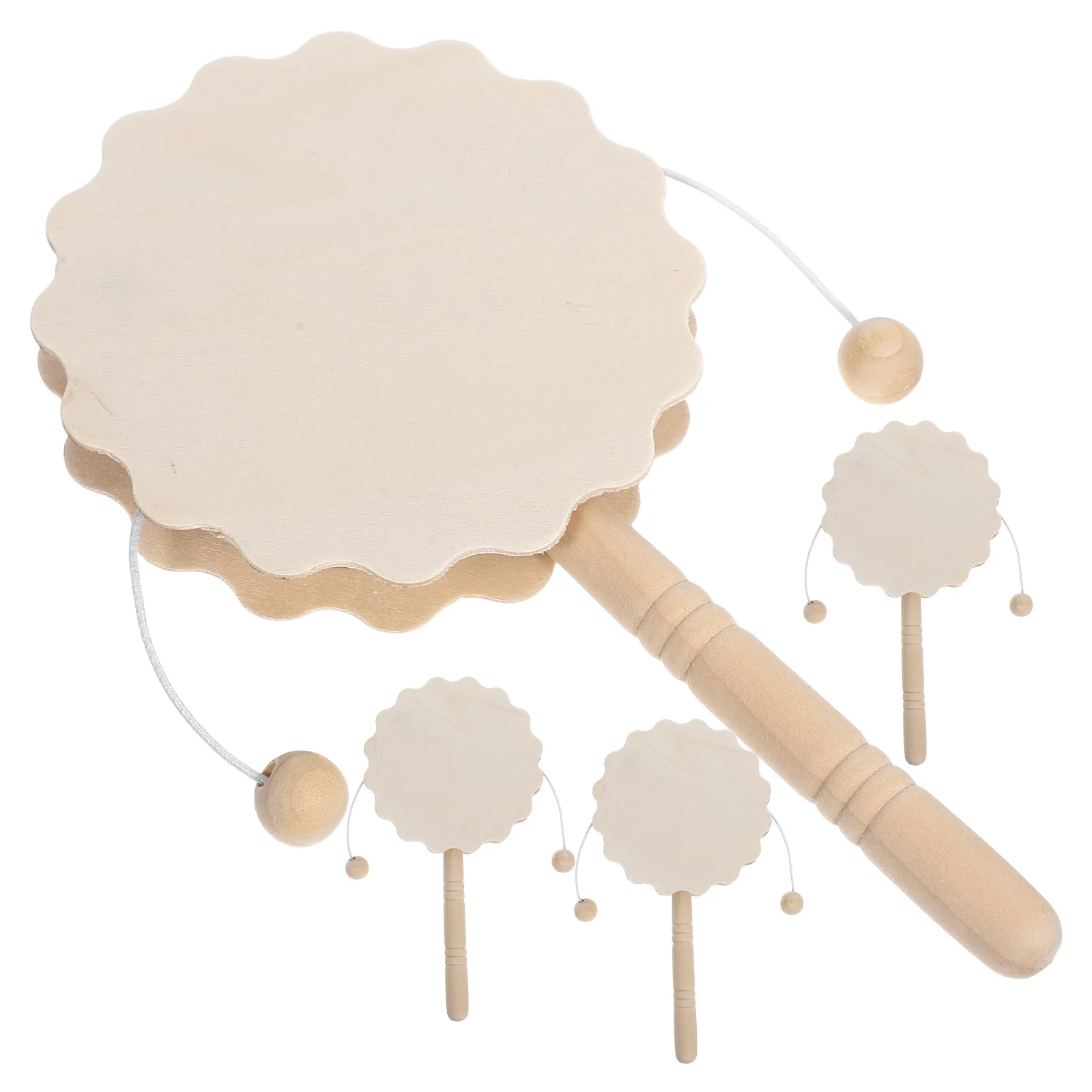 4 قطعة خشخيشة خشبية فارغة طبل لم تنته DIY بها بنفسك رسمت باليد الحرف للأطفال اللوحة الإبداعية التعليمية ديكور Crafts بها بنفسك الحرف الخشبية