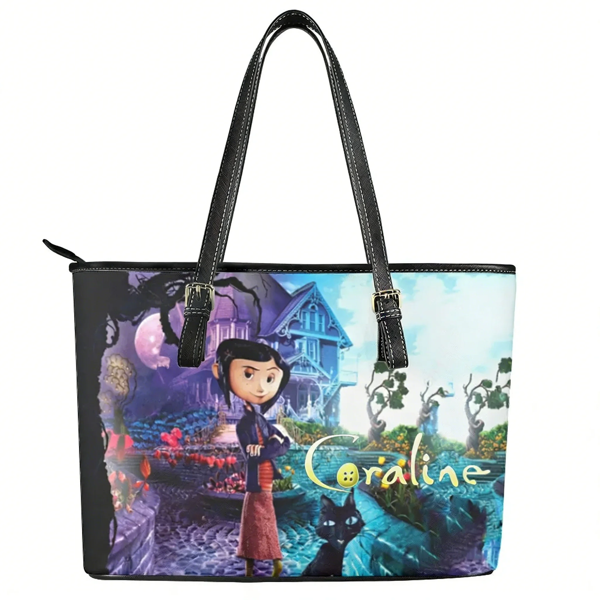 

Coralines Cartoon Movies Custom Handbag Womens Mens Personalized Tote Bag Shoulder Bag Business Leather Purse Travel Bag Gift