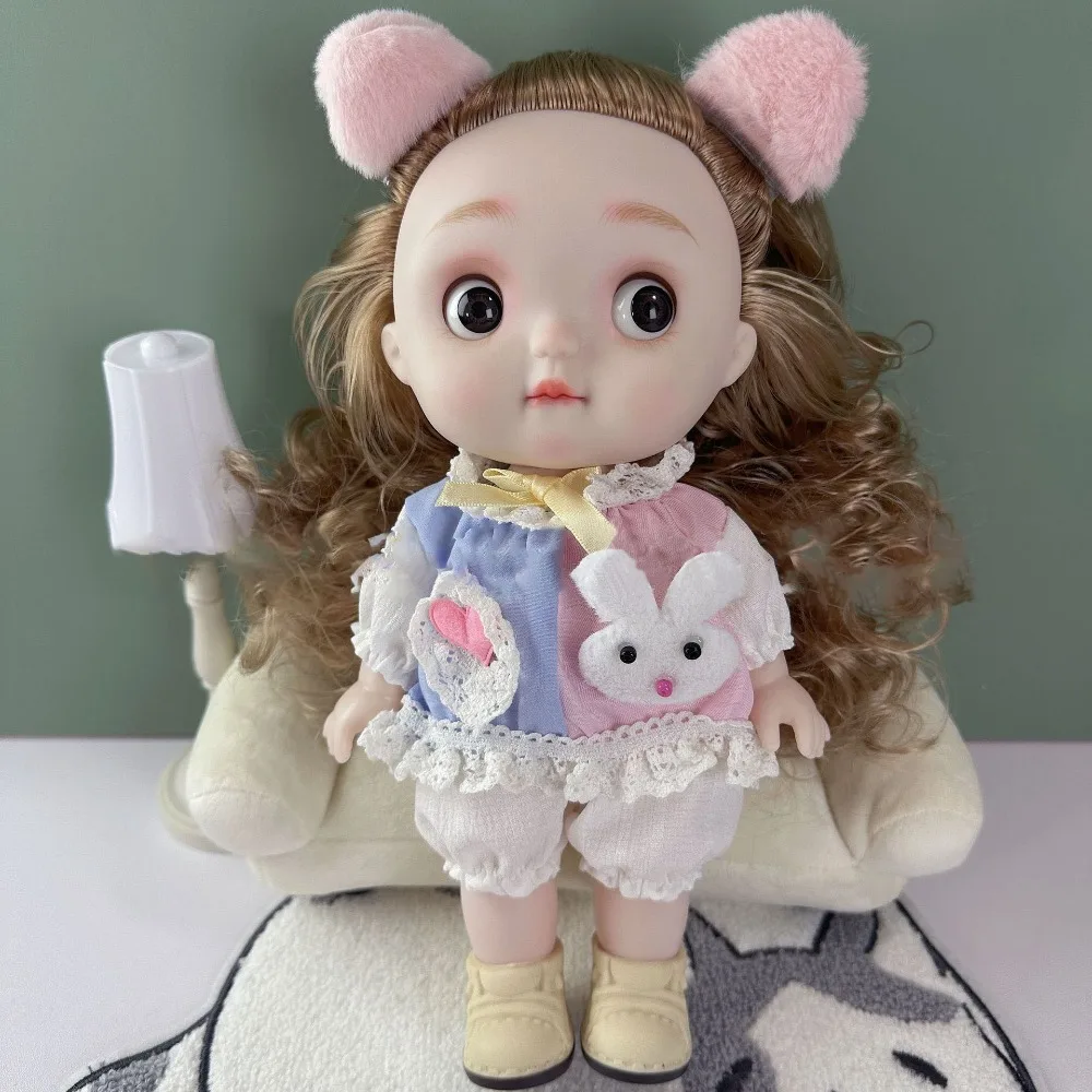 トレンドの28cmドール、28cmドール服、女の子のおもちゃギフト、DIY BJDドールドレス、交換可能な手作りドールストラップドレスセット、ぽっちゃり顔の女の子