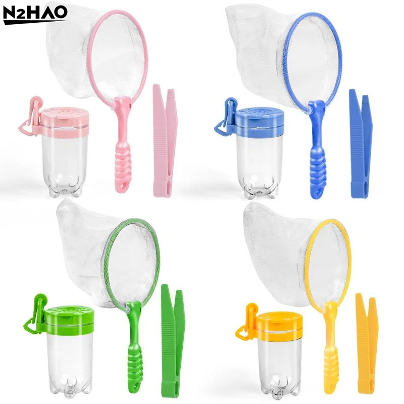 1/5 Sets Natural Exploration Tool Insect Observation Jar Feeding Box Capture Net Insect Catching Tweezers For Male And Female