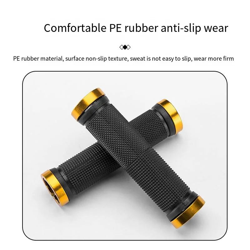 PE Rubber MTB Grips Alloy Cuffs Bilateral Lock Bicycle Handle Grip Anti-skid Cycling Handlebar Sleeve BMX Bike Accessories