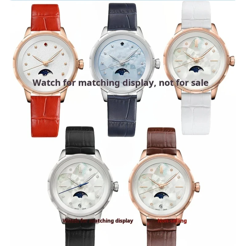 ل ل لونجين سواروفسكي غوتشي تيسو 12 14 16 18 مللي متر النساء أحمر أبيض أزرق أسود جلد طبيعي حزام الساعات رقيقة الأدمة حزام ساعة اليد