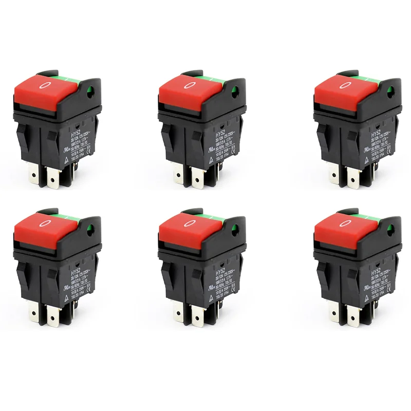 ABDJ-6X مفاتيح الضغط الكهربائية الصناعية، زر الضغط HY52 لمفتاح الجهاز الميكانيكي 4 دبابيس مع الضوء 125/250 فولت