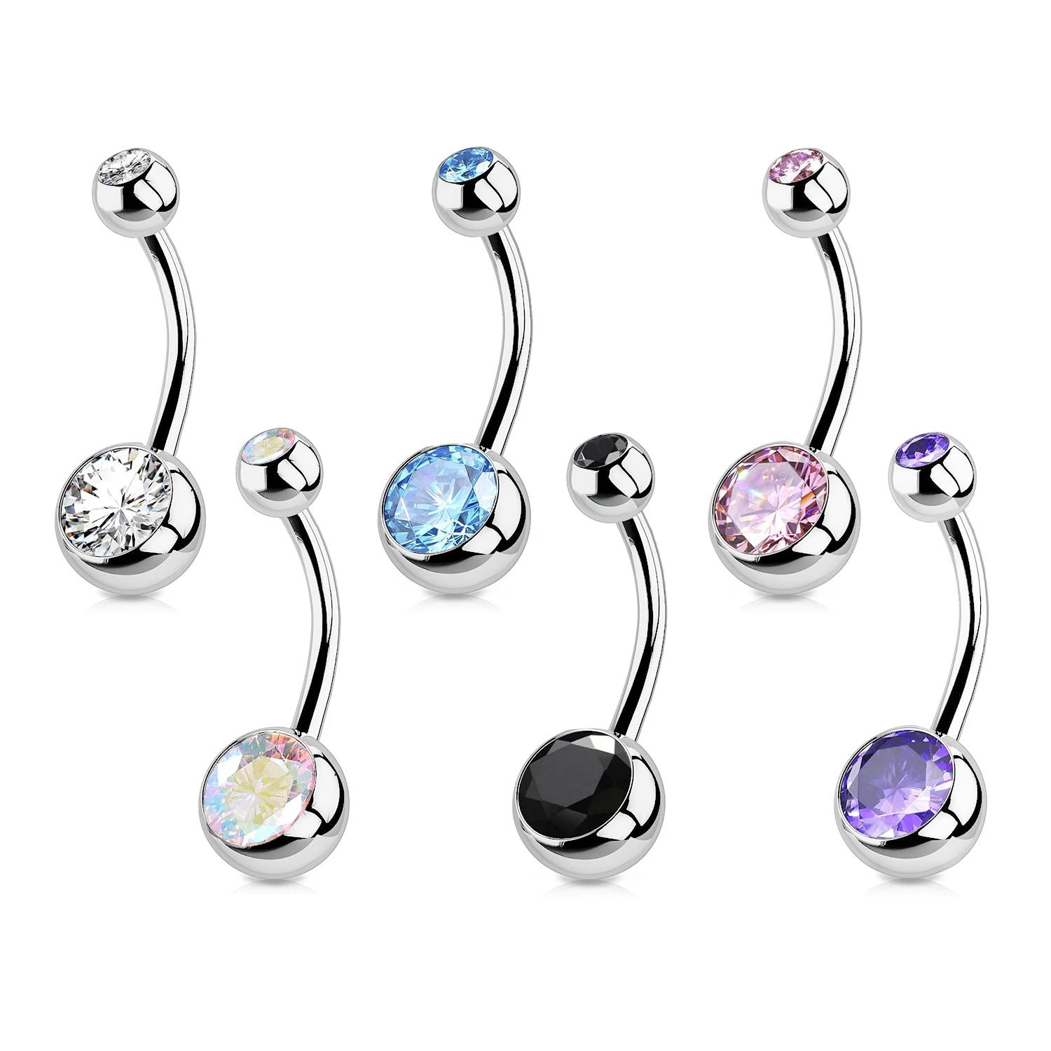 1PC G23 Titanium Crystal Gem Curved Barbell Rings Belly Button Navel Rings Piercings Nombril Ombligo Piercing Charming Jewelry