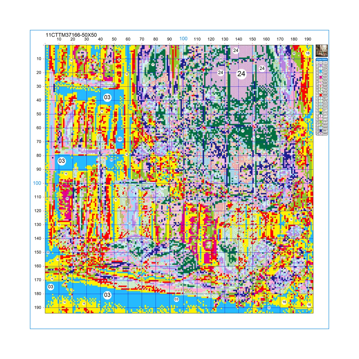 1 Stück 50x50 cm/19,69 Zoll, 11Ct/14Ct Kreuzstich-Set, DIY Valentinstagsgeschenk, Stickerei-Set für Festivals, Stadt – Detail 2