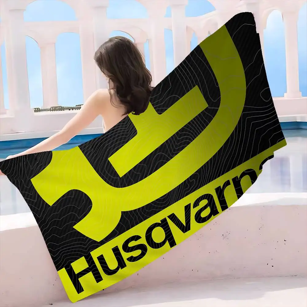 H-HusqvarnaS Logo Beach Towel Colorful Bath Towels for Girl Microfiber Quick Dry Custom Sand Free Beach Yoga Spa Gym Pool