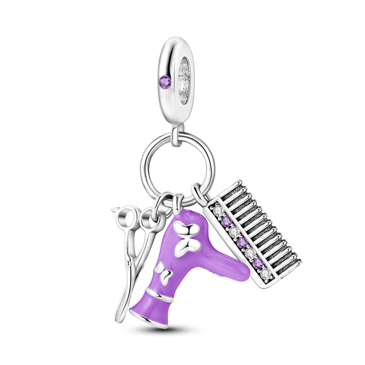 925 Sterling Silver Hair Dryer Comb Charm Pendant Hair Stylist Gift Women Fashion DIY Bracelet Necklace Jewelry