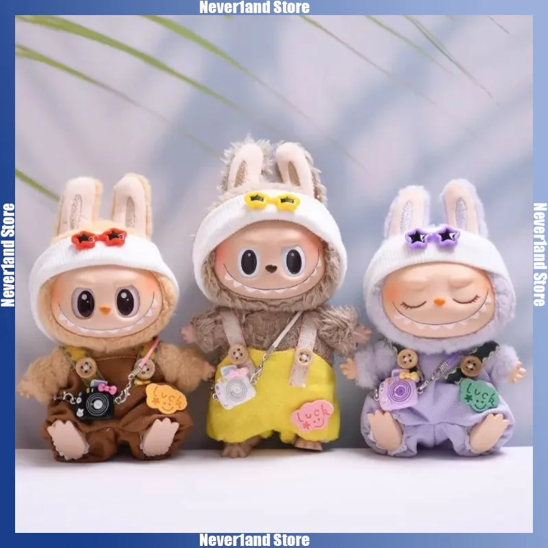 Mini tenues de poupée en peluche, chapeau à bretelles, ensemble de couvre-chef étoile 10-17cm Labubu V1 V2 Kpop Idol, accessoires universels pour vêtements mignons