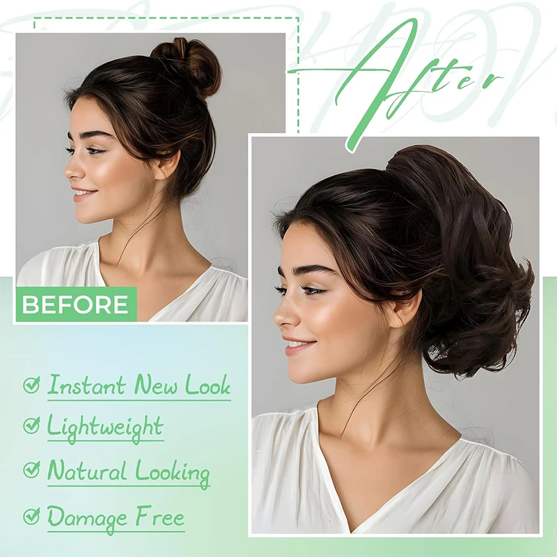 Extensión de cola de caballo con garra ondulada de 10 pulgadas, extensiones de cabello con cola de caballo ondulada corta, piezas de cabello de cola de caballo ondulada sintética para mujeres