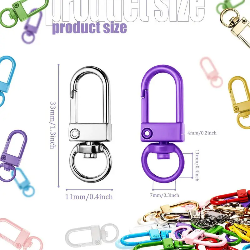 Colorful Metal Lobster Claw Clasps Swivel Lanyards Trigger Snap Hooks Strap with Key Rings DIY Accessories for Bag Key Chains