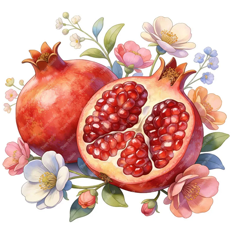 Three Ratels CEE207 Beautiful watercolor pomegranate wall stickers for home decoration Kitchen decals Fruit shop window stickers