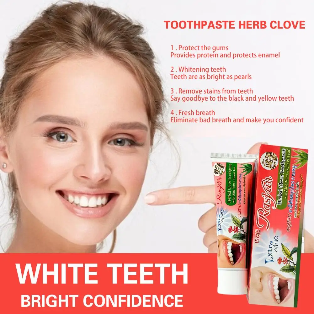 

Thailand Toothpaste Herb Clove Mint Flavor Teeth Whitening Dentifrice Dental Antibacterial Stains Remove Dental Oral Care L1P0