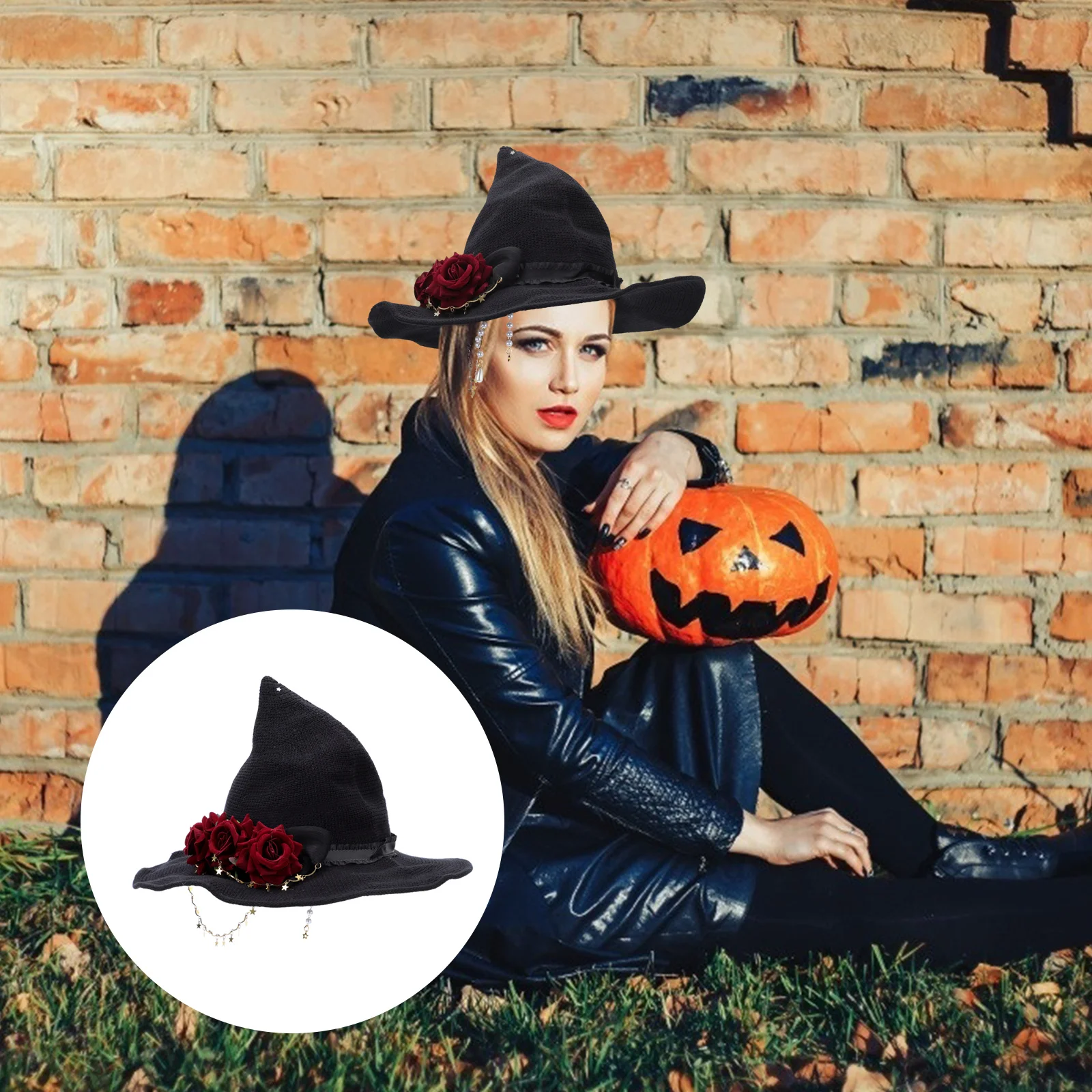 

1Pcs Rose Witch Hat Creative Lolita Costume Party Prop Headwear Festival Halloween Cosplay Accessory Lolita Witch Hat