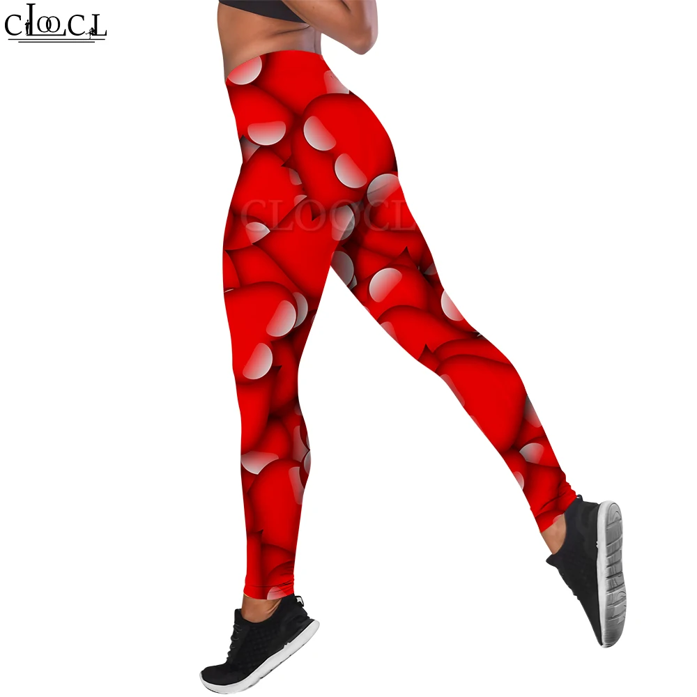 CLOOCL Women Workout Leggings Seamless Leggings Heart Shape Striped Print Sexy Tight Trousers Slim Fitness Pants Push-Up