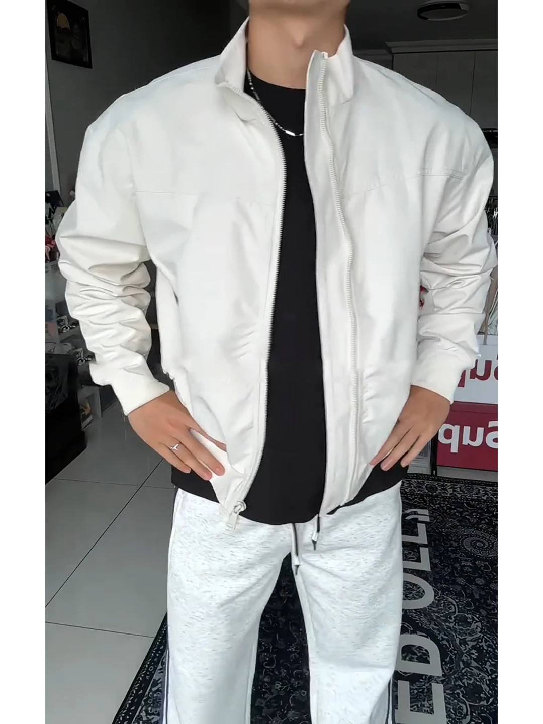 

White ort Stand Collar Men's Jaet Coat Autumn Hard Sle Baseball orm Pilot Tee Proof Downproof Jaet