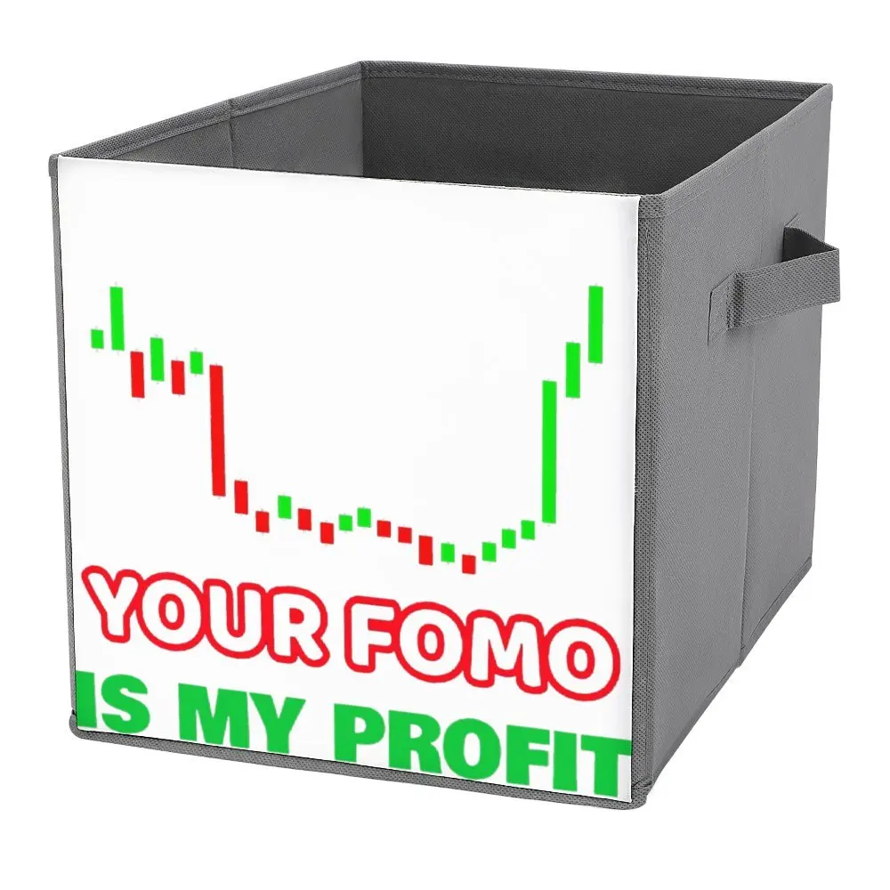 FOMO Bitcoin Stock Classic Folding Storage Box Storage Bins Dust Proof Novelty Staying Books Handle on Both Sides Can Be Folded