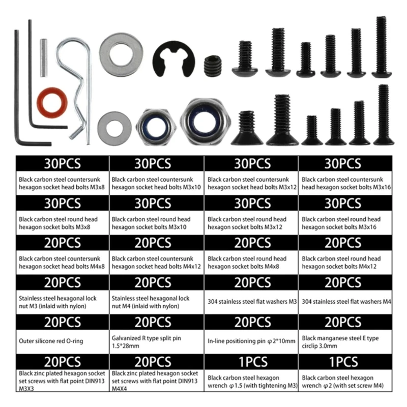 Organized Remote Car Screw Set 520pcs Assorted Fasteners Metal Screw Assortment Simple Install Screw Assortment set