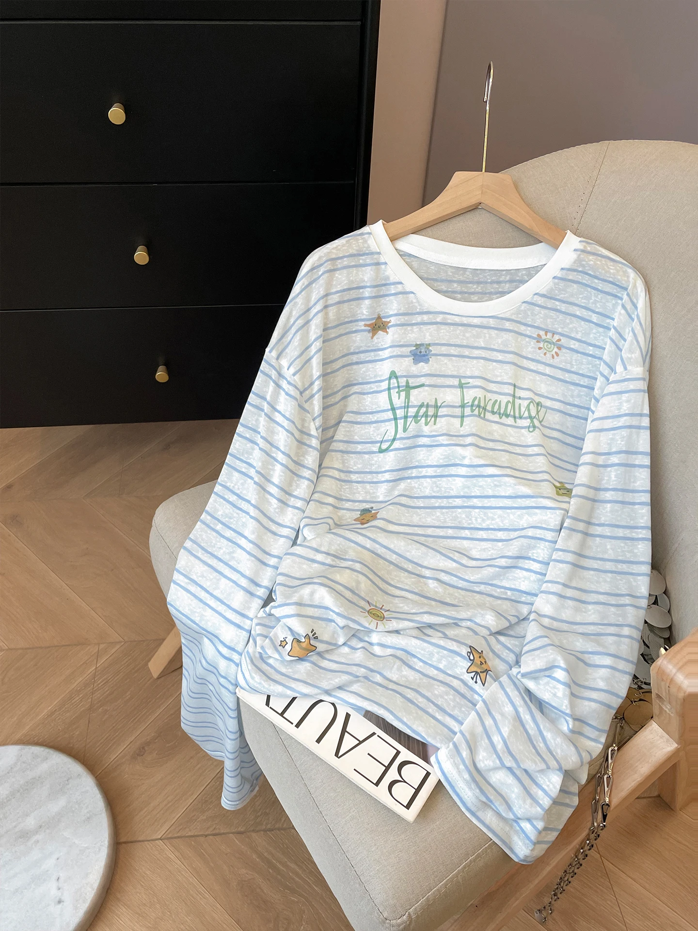 

Long Sleeved T Shirts Woman Oversize Womens Summer Easy Care Loose Cut Harajuku Vacation Beach Soft Cool Quick Dry Layered Solid