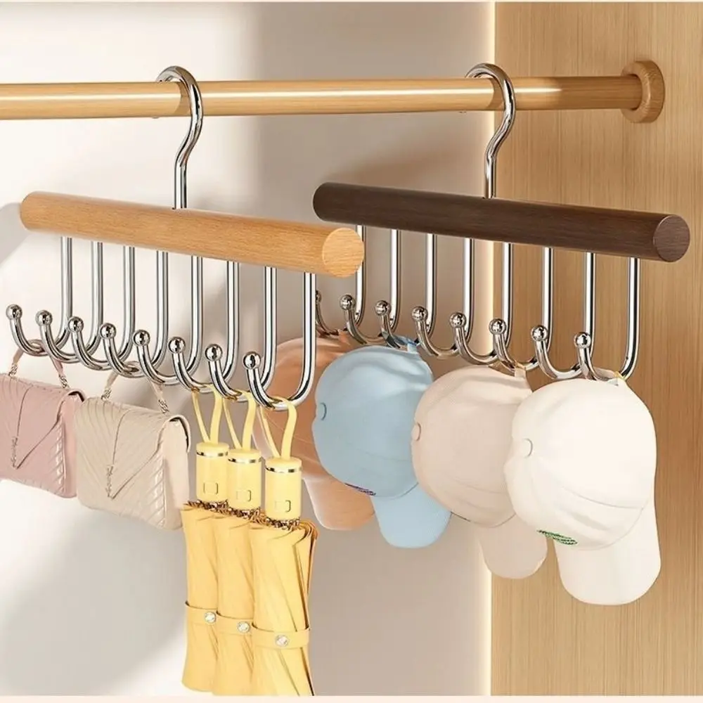 

New 8 Hooks Bra Hanger Non-slip Sturdy Wooden Belt Hanger Durable Closet Supplies Clothes Organizer Rack