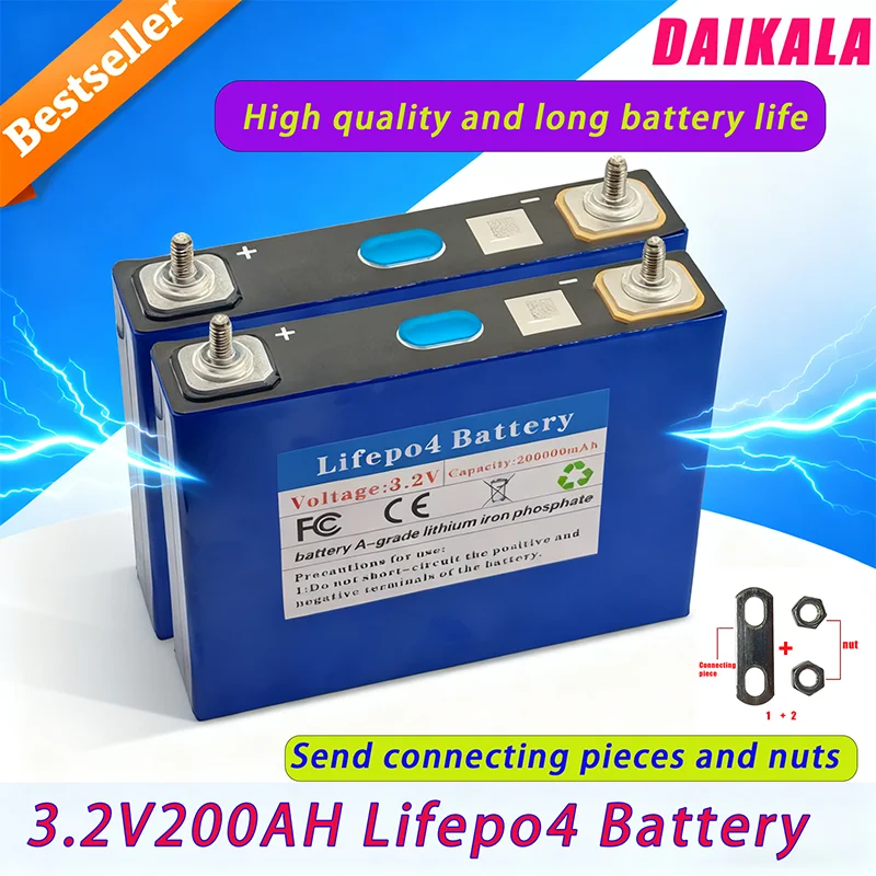 New 2026 LifePO4 lithium iron phosphate battery grade A 3.2V200AH, solar powered RV camping vehicle Golf Carts UPS Motor power