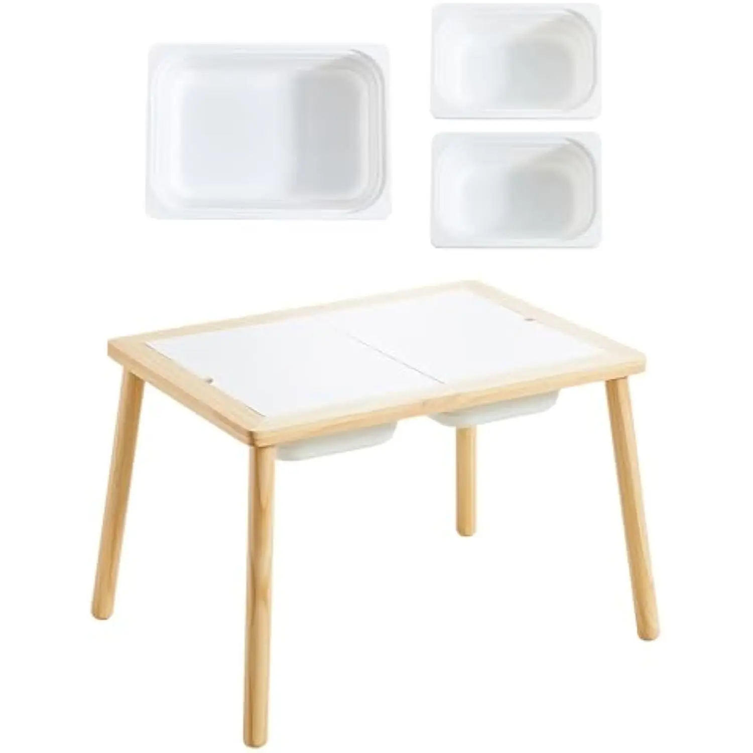 

Kids Table, Play Sand Indoor Sensory Table, with 3 Storage Bin for Kids, Perfect Choice for Christmas Thanksgiving Gift