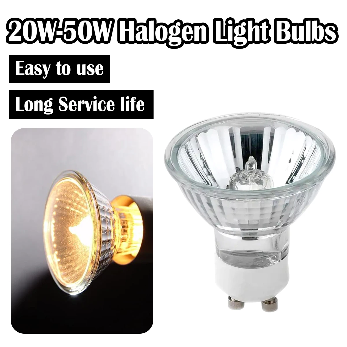 Halogen Spotlight Bulb 20w 35w 50w Dimmable Light Bulbs Glass Shell 30°/beam Angle Warm White 2800k Ac220v Dc12v Gu10 Mr16 Gu5.3