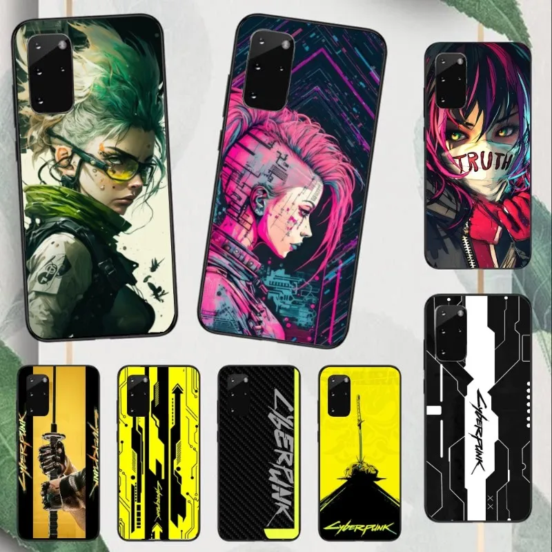 Cyberpunk Girl Anime Phone Case for Samsung Note 9 10 20 Plus Pro Ultra J6 J5 J7 J8 Black Soft Phone Cover Funda