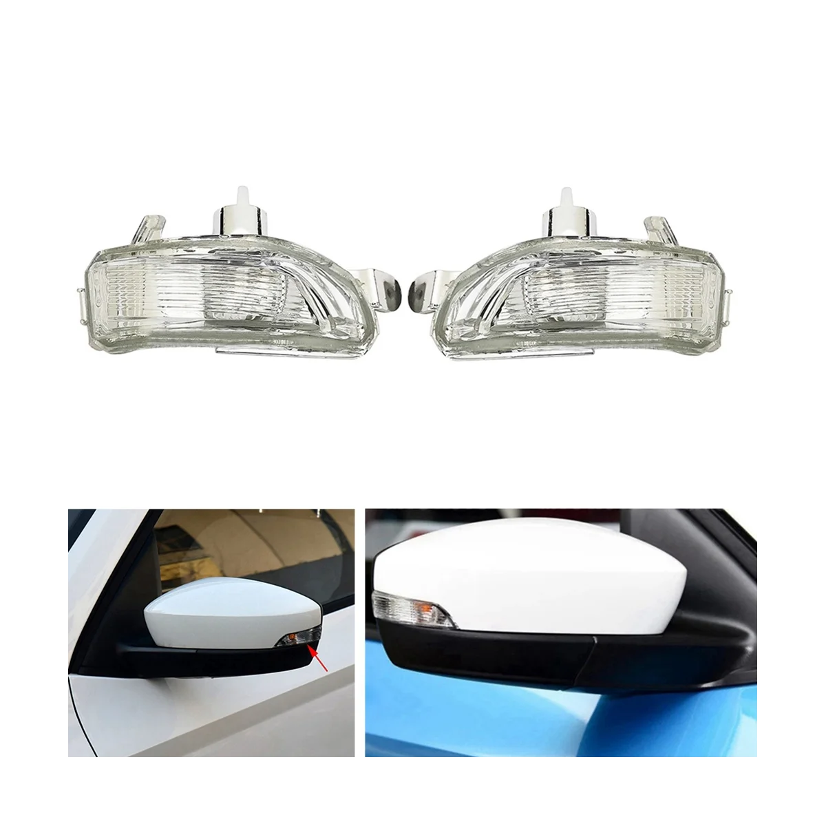 1Pair Rearview Mirror Turn Signal Light Shell Indicator for Skoda Fabia 2015-2017 Rapid 2018-2020 6V0949101 6V0 949 102