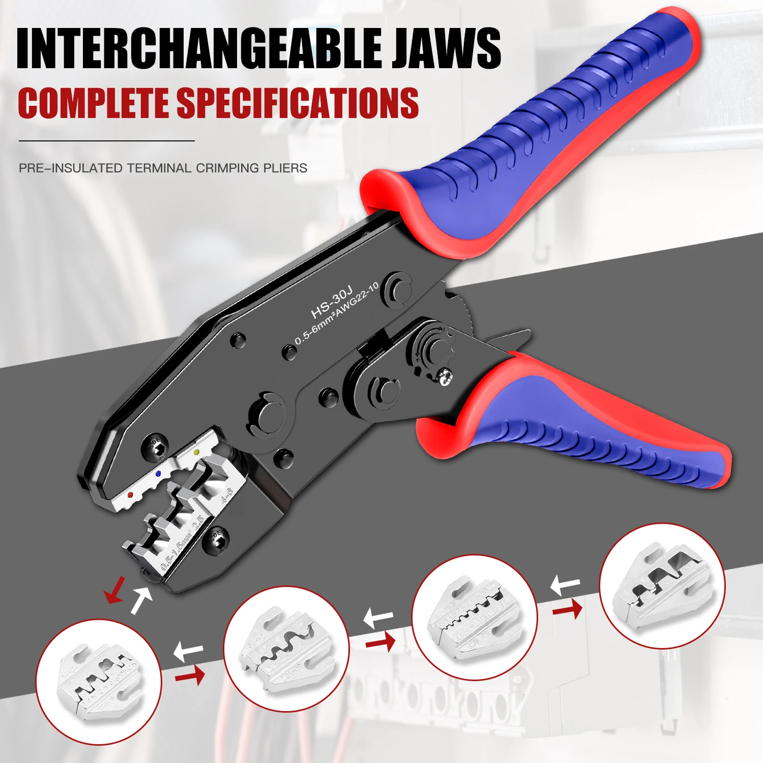 Imagem -05 - Ratcheting Fio Crimper Alicadores Grupo Kit de Ferramentas Handcrimping Multifuncional Mandíbulas para 03b 10n 10wf 35wf Hs30j