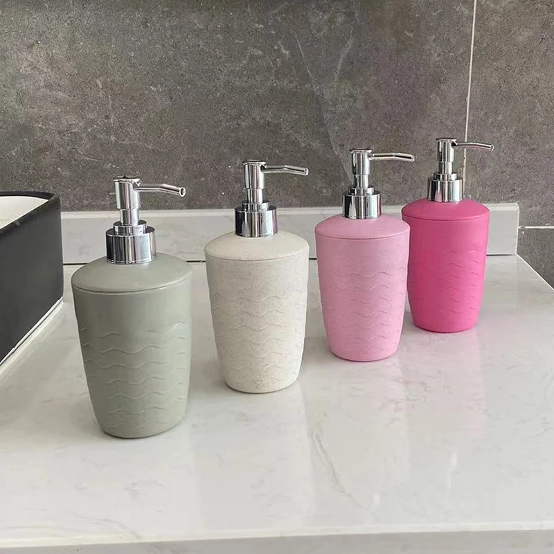 320ml Soap Dispenser Plastic Wheat Straw Lotion Shampoo Shower Gel Bottle Bathroom Accessories for Home Decoration