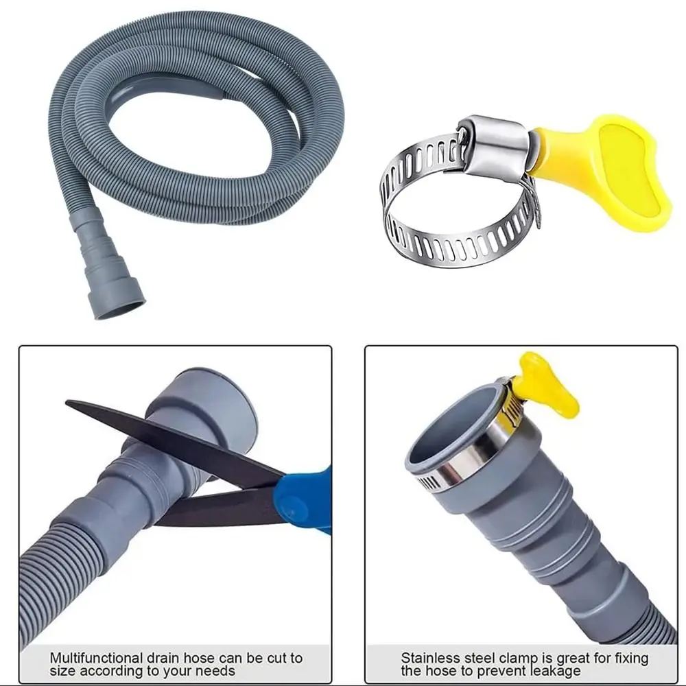 High Quality EVA Washing Machine Drain Hose Flexible Corrugated Tube Washer Discharge Tube 1m 3 Meters 5m Extension Pipe Home