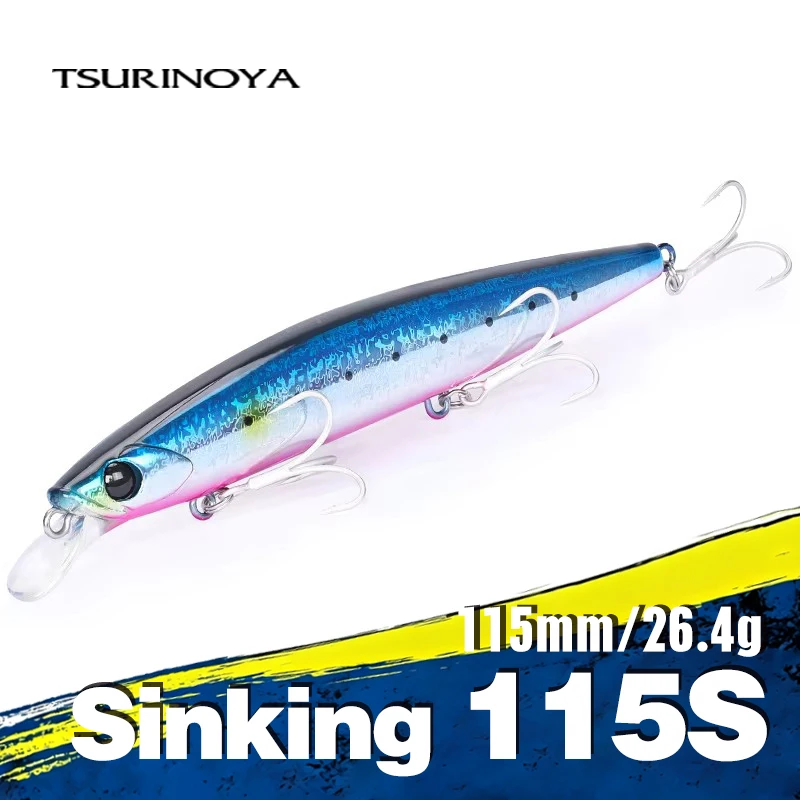 Tsurinoya 135s ultra longa carcaça de água salgada afundando minnow mar pesca isca baioneta 135mm 26.4g cavala seabass duro isca