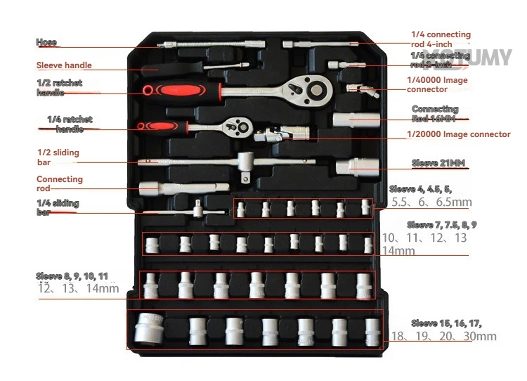 

4-Tier Combination Toolbox 186 Pieces Complete Tools Rolling Aluminum Case for Car Repair Household Maintenance