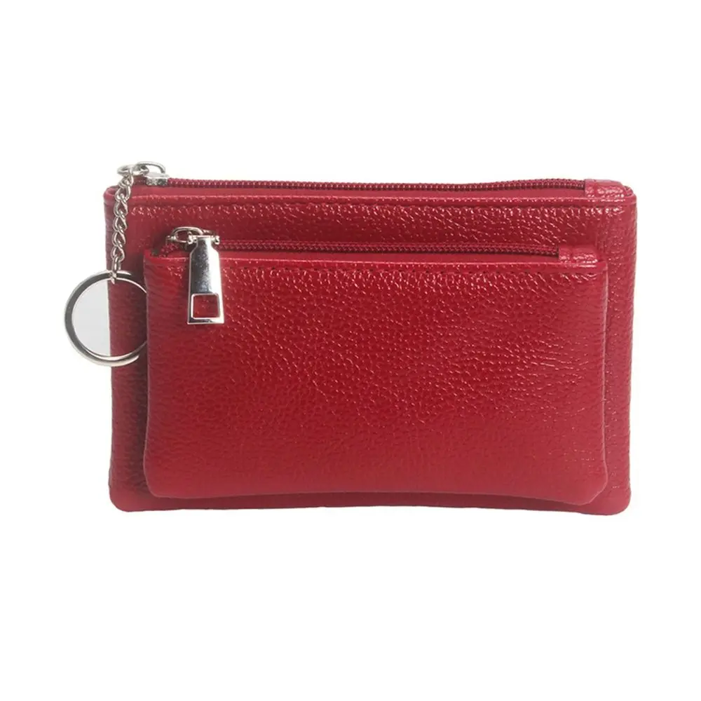 ใหม่ PU หนัง Slim กระเป๋าสตางค์ซิปรูปแบบลิ้นจี่เหรียญสีทึบมัลติฟังก์ชั่ผู้ถือบัตรเครดิต