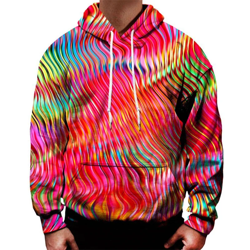 Colorful Flowing Liquid Graphic Hoodie Men 3D Printed Geometric Pullovers Tops Long Sleeve Hoodies Street Autumn Sweatshirts