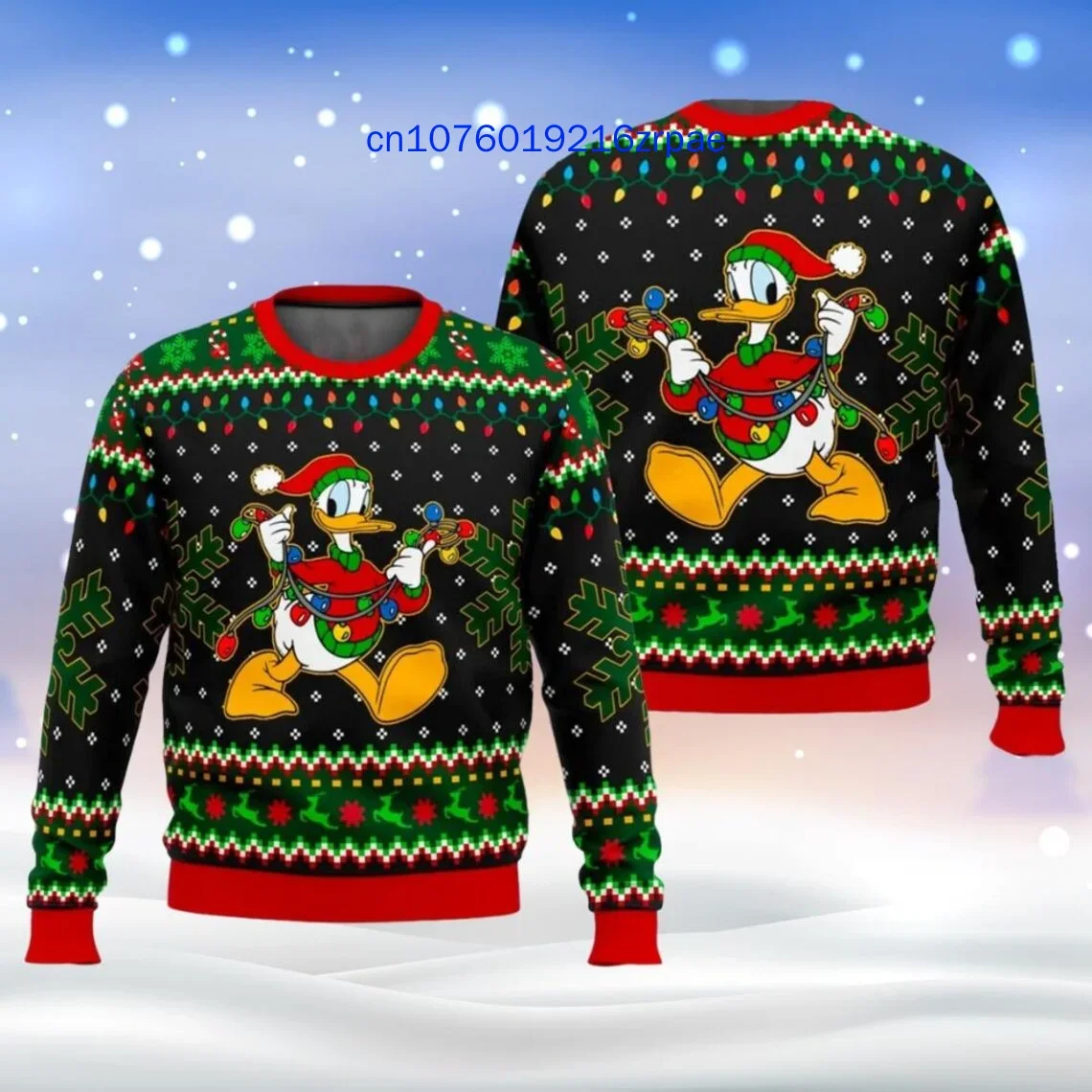 Autumn and Winter New Donald Duck Ugly Christmas Sweater 3D Printed Disney Nightmare Men's and Women's Sweaters Before Christmas