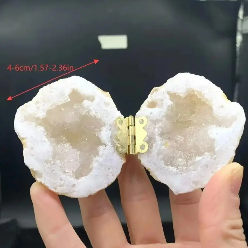 Natural Moroccan Agate Geode Ring Box Raw Crystals Stones Mineral Energy Healing Crystal Cluster Cave Collection Specimen Gift