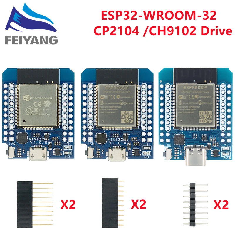 For Wemos Mini D1 ESP8266 ESP32 ESP-32S WIFI Bluetooth CP2104 Development Board Module For Arduino With Pins