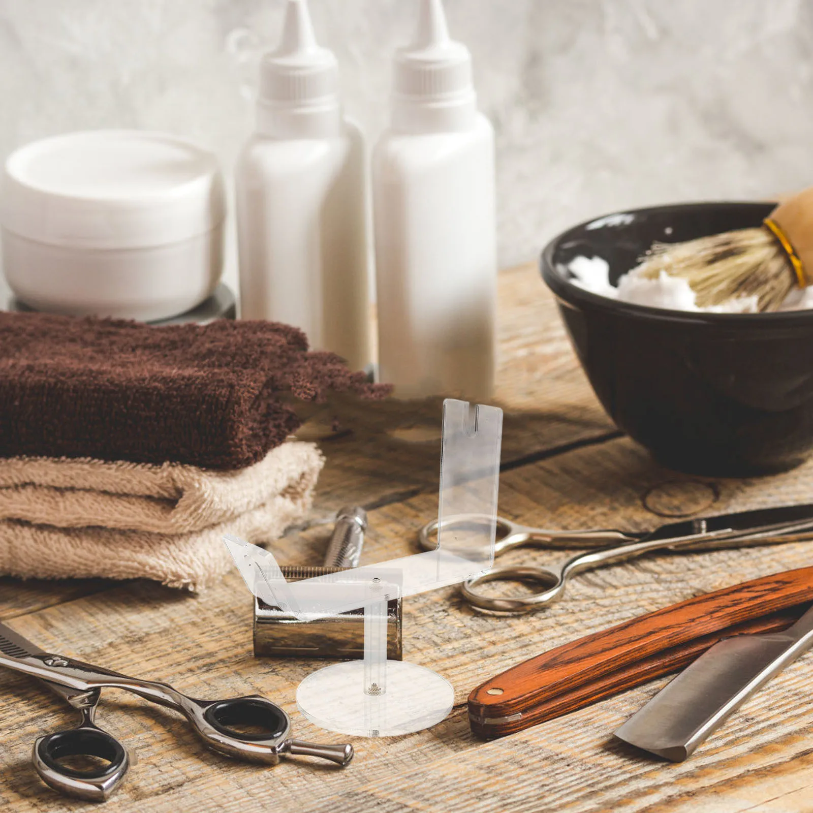 

Acrylic Holder For Hairdressing Tools Compact Barber Stand Durable Non-Slip Scissor Storage Rack Multi-Function Scissor Base